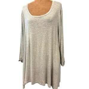 Kische Tunic Top Women’s Size 1X Gray 3/4 Sleeves Casual Scoop Neck Relaxed Fit